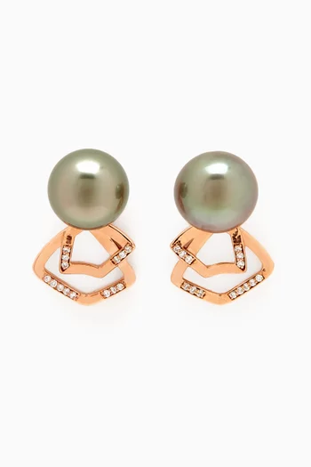 Pinctada Pearl & Diamond Earrings in 18kt Rose Gold