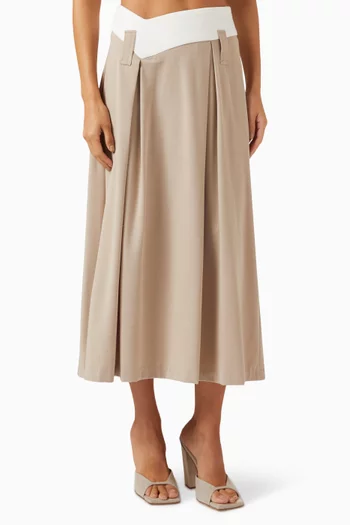 Angled Waist Midi Skirt