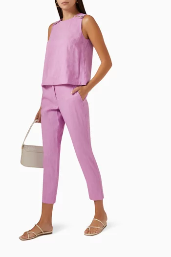 Cognac Top in Stretch Linen-blend