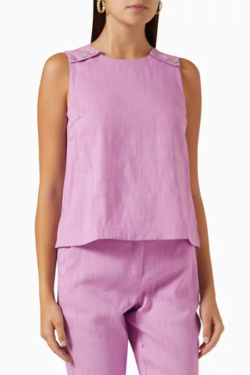Cognac Top in Stretch Linen-blend