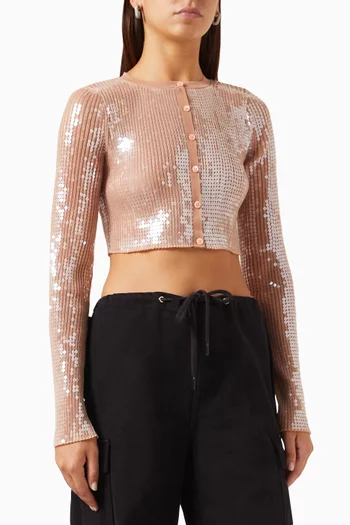 Cropped Cardigan in Sequin-nylon