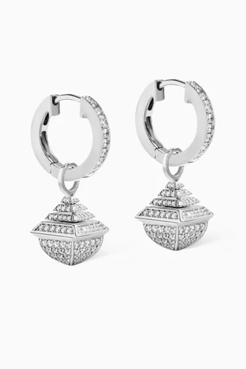 Cleo Rev Midi Full Diamond Drop Earrings in 18kt White Gold