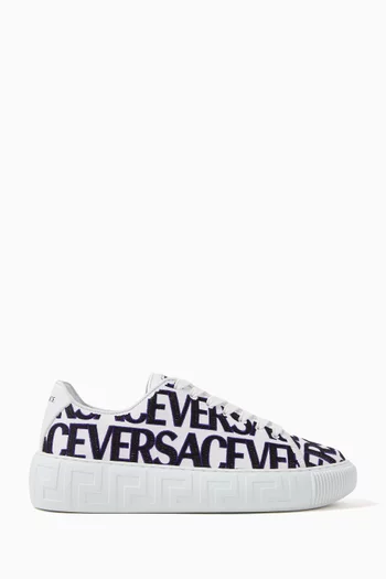 Versace Allover La Greca Sneakers in Canvas