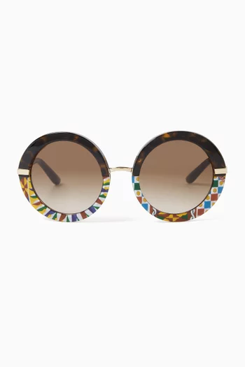 Round Charrette Sunglasses in Acetate & Metal