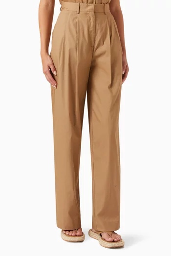 Wide-leg Tailored Pants in Cotton
