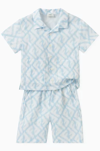 All-over Logo-print Shirt in Linen