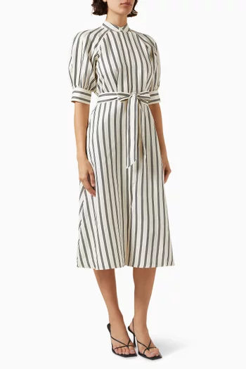 Cici Striped Midi Shirt Dress in Cotton