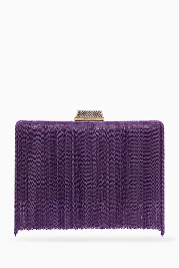 Clemmie Fringed Clutch Bag in Satin