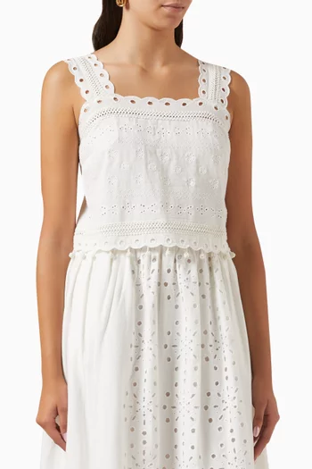 Addie Eyelet Embroidery Top in Cotton