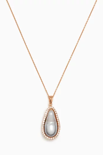Zoja Pandore Diamond & Pearl Necklace in 18kt Rose Gold