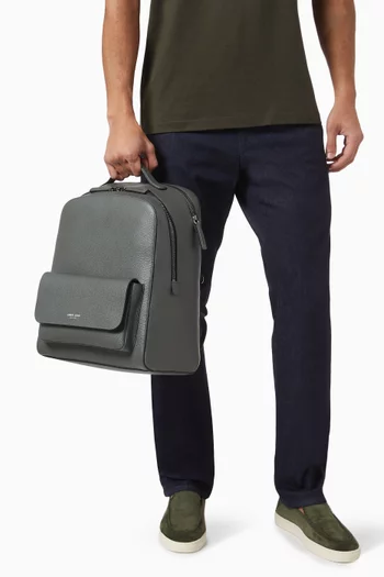 Metallic Logo Backpack In Leather