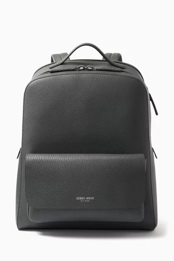 Metallic Logo Backpack In Leather