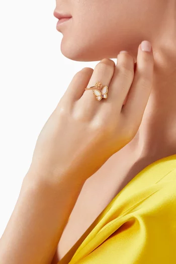 Farfasha Butterfly Petali del Mare & Amethyst Open Ring in 18kt Rose Gold