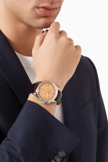 ساعة بريميير B01 كرونوغراف ستانلس ستيل وجلد، 42 مم