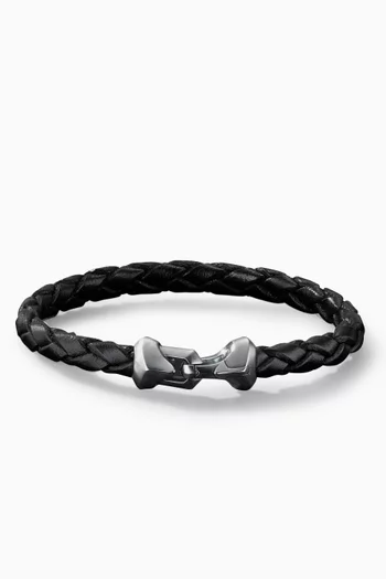 Armory® Bracelet in Leather with Sterling Silver, 6.6mm