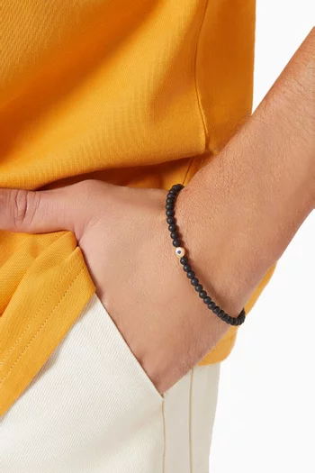 Spiritual Beads Evil Eye Bracelet with Onyx & Sapphire in 18kt Yellow Gold