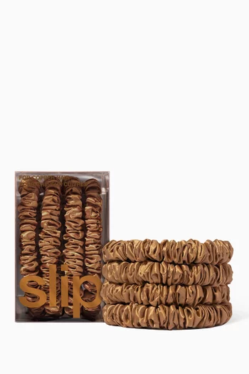 Copper Pure Silk Skinny Scrunchies (Set of 4)