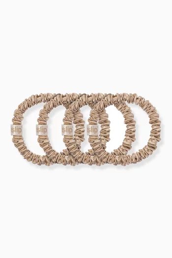 Blonde Pure Silk Skinny Scrunchies (Set of 4)
