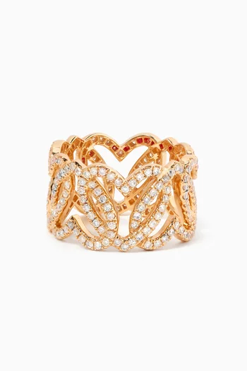 Heart Mesh Diamond Ring in 18kt gold