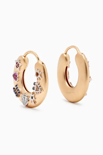 Multi-stone Hoop Earrings in 18kt Gold