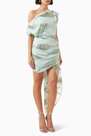 Royce One-shoulder Dress in Sequin-tulle