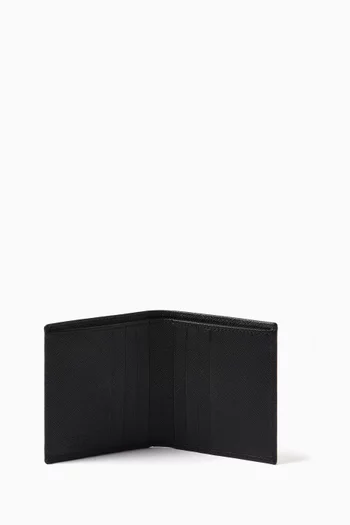 Triangle Logo Card Holder in Saffiano Leather