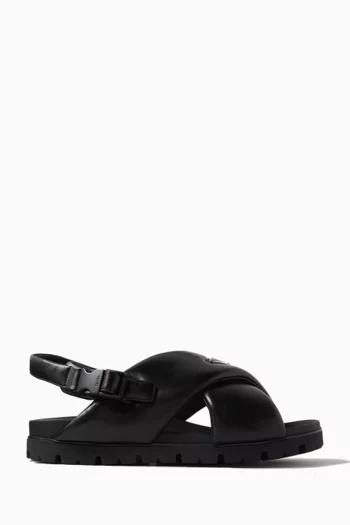 Criss-cross Sandals in Padded Nappa Leather