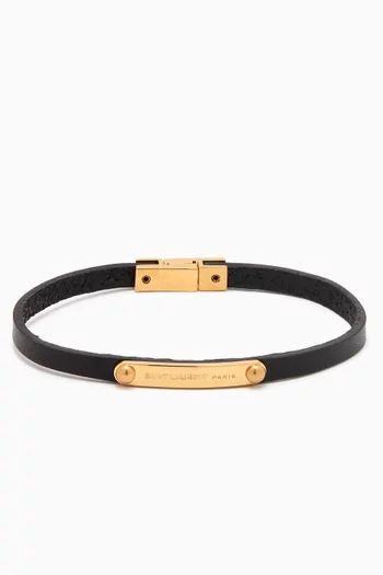 ID Plaque Bracelet in Leather