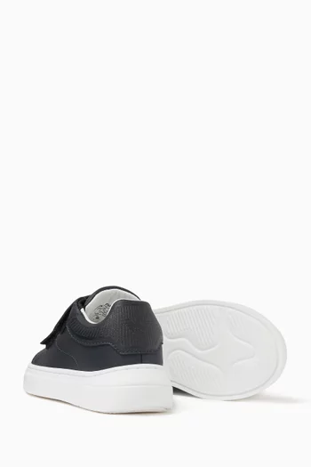 Eagle Logo Velcro Sneakers in Leather