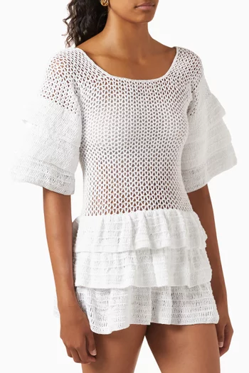Ruffles Mini Dress in Crochet Cotton