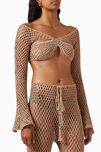 Fish Cropped Top in Crochet Cotton