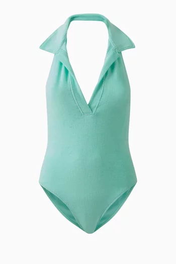 Polo One-piece Swimsuit in Terrycloth
