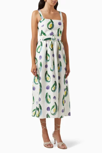 Ninet Printed Midi Dress in Linen-blend