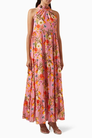 Pandora Floral-print Maxi Dress in Cotton-voile