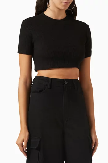 Nico Ribbed Crop Top in Cotton-blend Knit