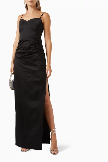Vona Maxi Dress in Stretch Satin