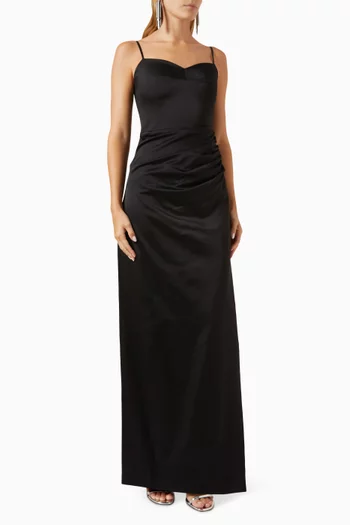 Vona Maxi Dress in Stretch Satin