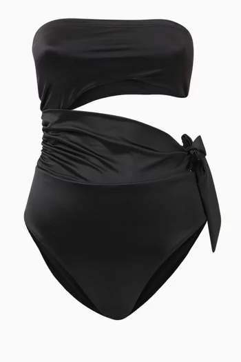 Side Tie One-piece Swimsuit in Satin