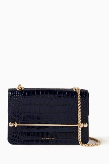 Mini East/West Shoulder Bag in Croc-embossed Leather