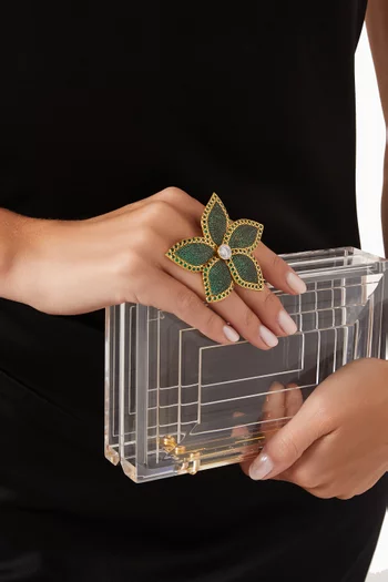 Lotus Crystal Ring in 24kt Gold-plated Bronze