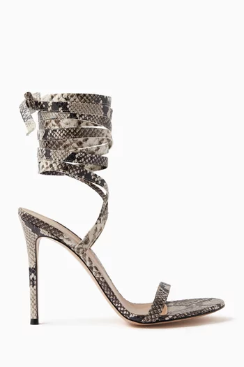 Rihanna Snake Print 105 Sanadals in Leather