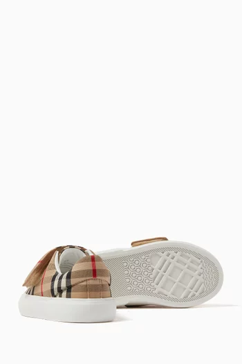 Check Sneakers in Cotton Canvas