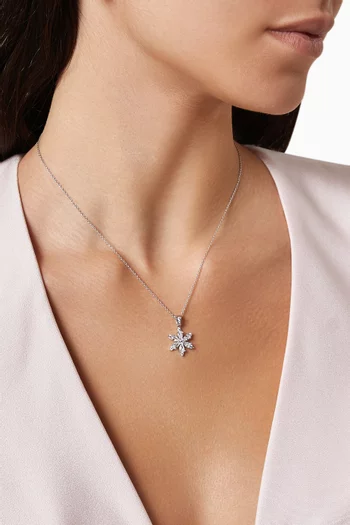Flower Crystal Pendant Necklace in Sterling Silver