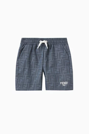 Logo-print Shorts in Cotton Chambray