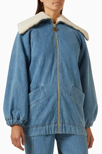 Oversized-fit Shearling Jacket in Denim