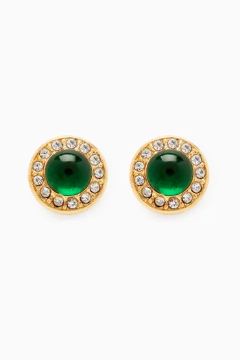 Rediscovered 1980s Faux Emerald Clip-on Stud Earrings