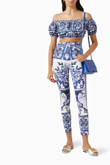 Majolica-print Crop Top in Cotton-poplin