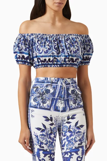 Majolica-print Crop Top in Cotton-poplin