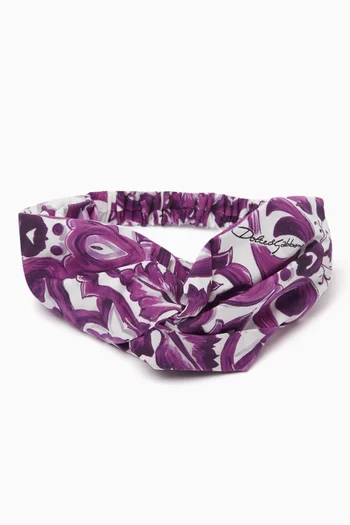 Majolica-print Headband in Satin