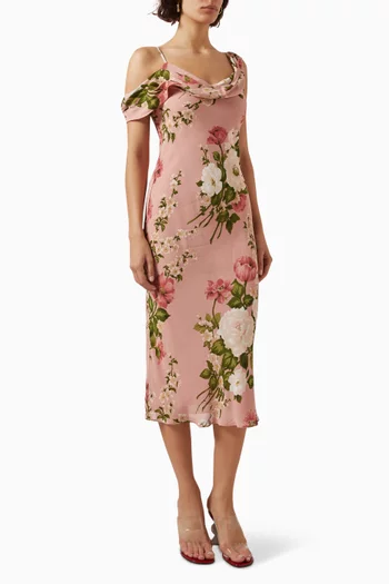Reya Floral-print Midi Dress in Viscose-georgette